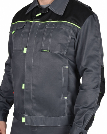 Костюм Фаворит с п/к (черный/серый с лимонной отделкой) от магазина Рабочий класс