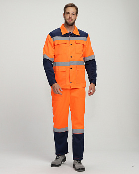 Костюм дорожника ROAD WORK (тк.Смесовая,210) п/к, оранжевый/т.синий от магазина Рабочий класс