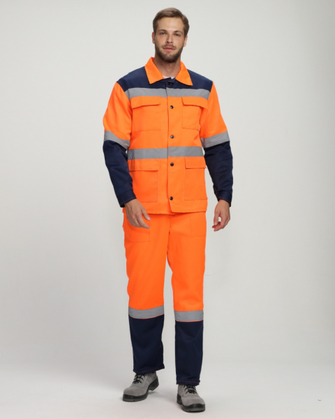 Костюм дорожника ROAD WORK (тк.Смесовая,210) п/к, оранжевый/т.синий от магазина Рабочий класс