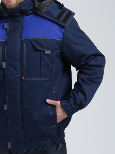 Куртка зимняя укороченная Фаворит (тк.Смесовая,240), т.синий/васильковый/серый от магазина Рабочий класс