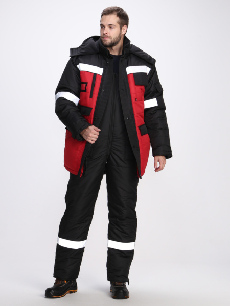 Костюм зимний Беркут СОП CH (тк.Таслан) п/к, черный/красный от магазина Рабочий класс