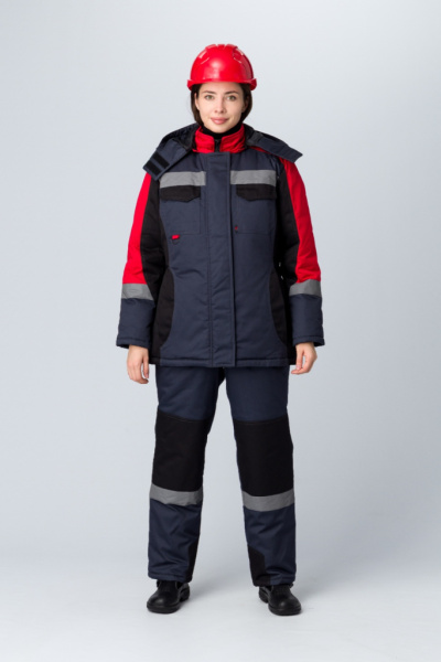 Костюм зимний женский Вектрон-2 СОП У. (тк.Смесовая,240) п/к, черный/красный/серый от магазина Рабочий класс