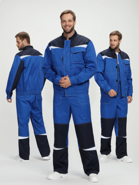 Костюм Строй-2 CH МВО (тк.Смесовая,280) п/к, васильковый/т.синий от магазина Рабочий класс