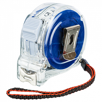Рулетка КОБАЛЬТ Высота  7,5м x 25мм прозрачный корпус (мех.стопор, 2-сторонняя шкала, белое матов. п от магазина Рабочий класс