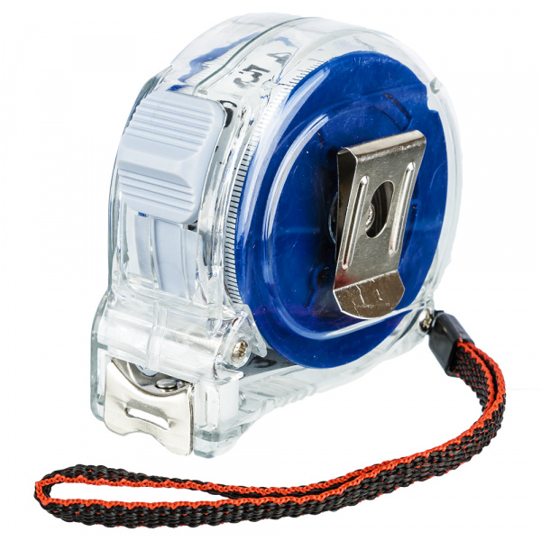 Рулетка КОБАЛЬТ Высота  7,5м x 25мм прозрачный корпус (мех.стопор, 2-сторонняя шкала, белое матов. п от магазина Рабочий класс